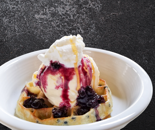 007 Waffle with Blueberry, Ice Cream and Honey
